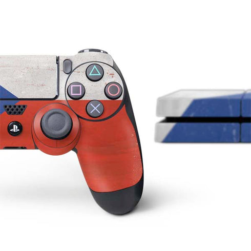 Czech Republic Flag Distressed PS4 Console and Controller Bundle Skin